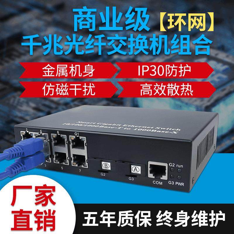 环网交换机千兆2光4/8电光纤收发...