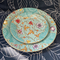 Export ceramic flat plate shallow tableware European hand-painted creative personality home fruit plate decoration props ins ins
