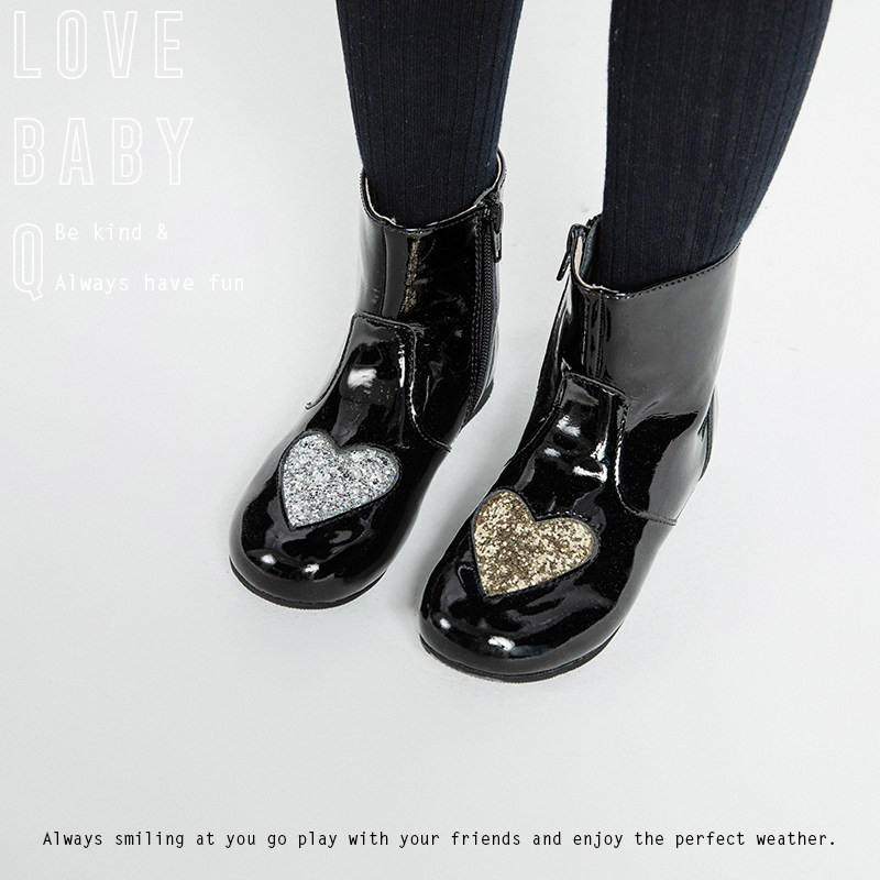 LBQ Original KidsWear Be sure to slip into a pair of leather patent leather sequin love boots girl princess boots