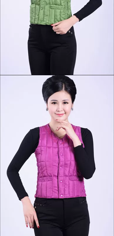 Áo vest nữ trung niên và già cotton mùa thu đông