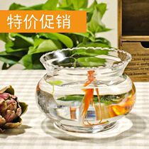 Transparent round glass table top goldfish bowl modern fashion hydroponics mini fish tank lace turtle tank