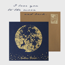 Domestic goods preferred new blue moon shadow deer bronzing greeting card creative universal starry sky birthday business custom card