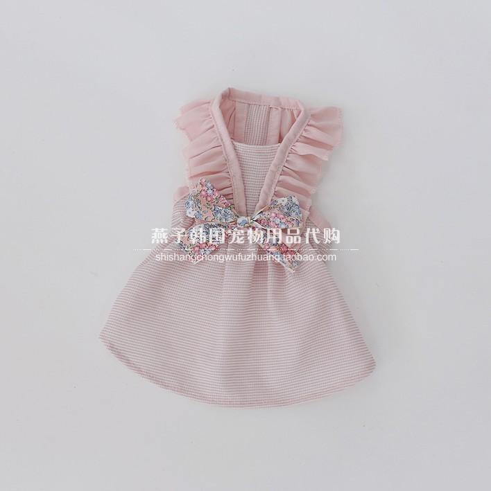 Hàn Quốc mua vật nuôi thú cưng quần áo mèo và chó công chúa nơ kẻ sọc váy đầm - Quần áo & phụ kiện thú cưng phụ kiện cho chó