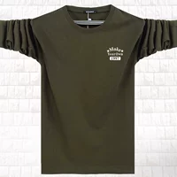Mùa thu mới tay dài nam áo thun mùa xuân và mùa thu mỏng của cổ tròn cotton cộng với chất béo cỡ lớn thả lỏng áo sơ mi mùa thu mua áo thun nam