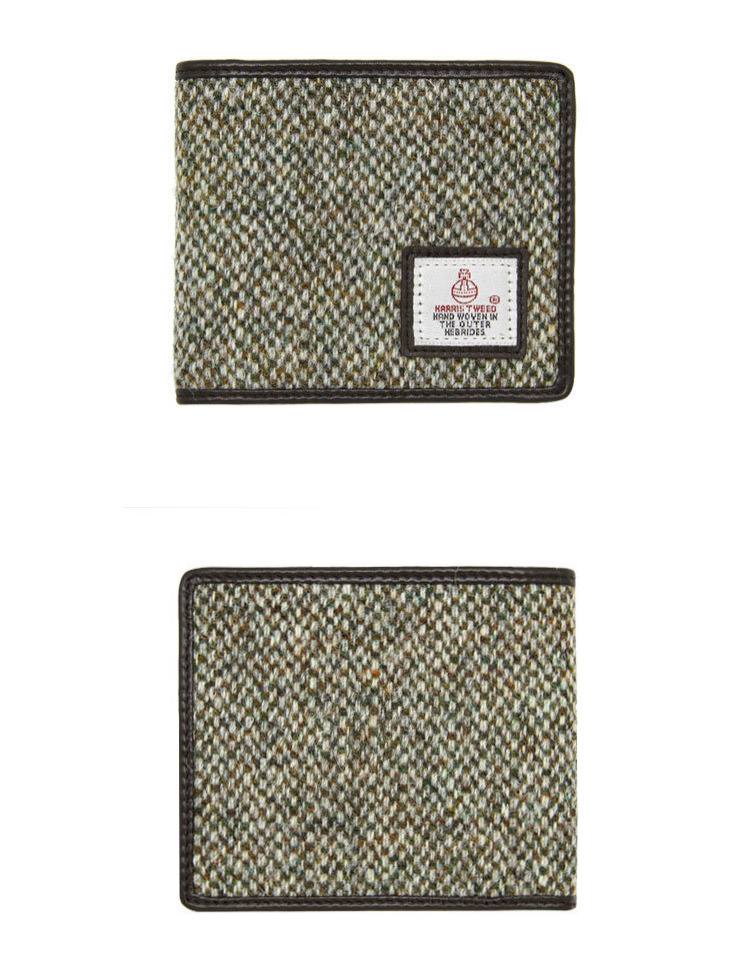 Stripekat HARRIS TWEED Ví ngắn nam trung tính Harris Tweed Lớp da hàng đầu - Ví tiền đồ da handmade