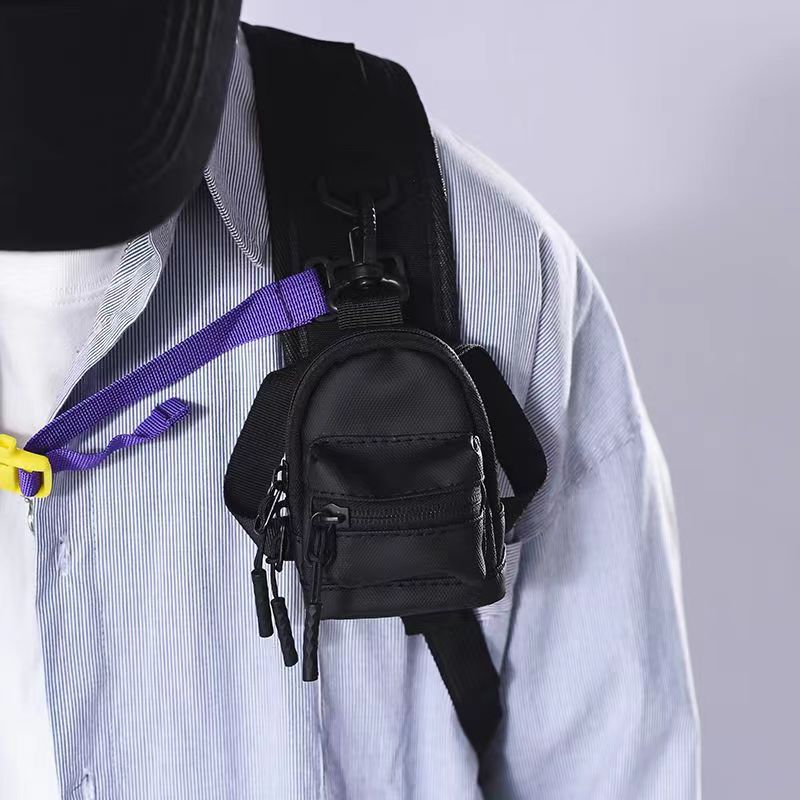 Mini Earphone Bag Coin Purse Hip-Hop ins Personalized Small Shoulder Bag Card Holder Key Bag Trendy Brand Neck Bag Crossbody