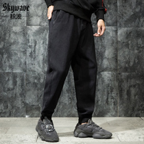 Amazing waves autumn black casual pants mens loose plus fat plus size fat trend all-match drawstring Harun sweatpants