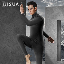 High collar double-sided velvet black technology Mens thermal underwear seamless autumn clothes autumn pants de Velvet fever fiber youth set