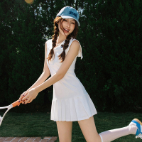 Designer brand MOOD X MIURA white sleeveless pleated tennis skirt (including inner pants)