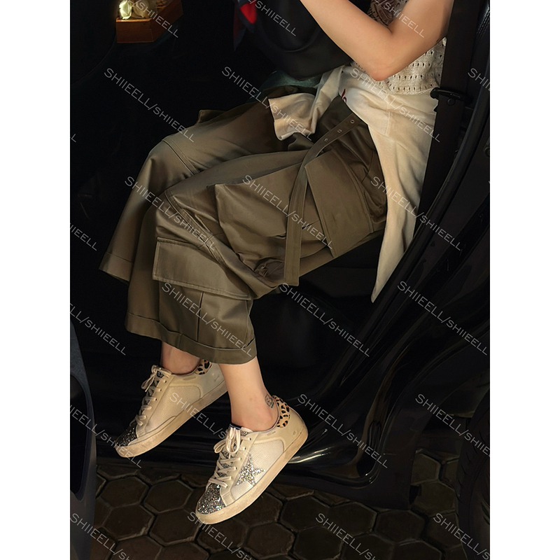 Shiieell【Urban Explorer】Three-Dimensional Multi-Pocket Loose Wide-Leg Matte Texture Cargo Pants Z2627