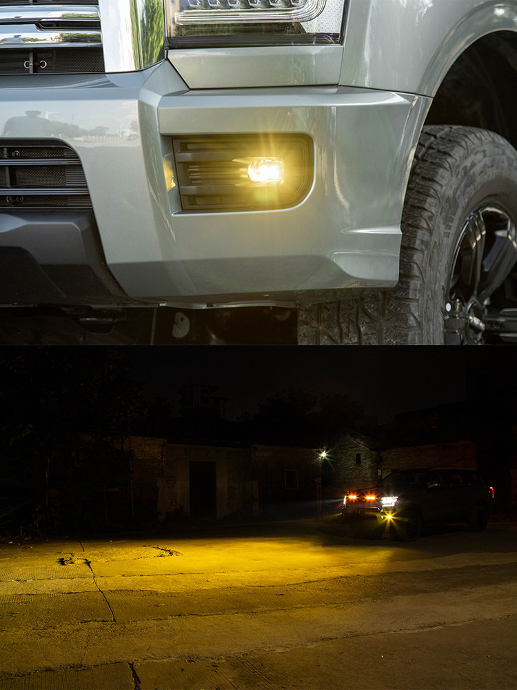 Suitable for 23-25 Models of Haval H5, Modified Special Front Bumper High-Brightness Led Dual-Lens Golden Eye Fog Light Assembly