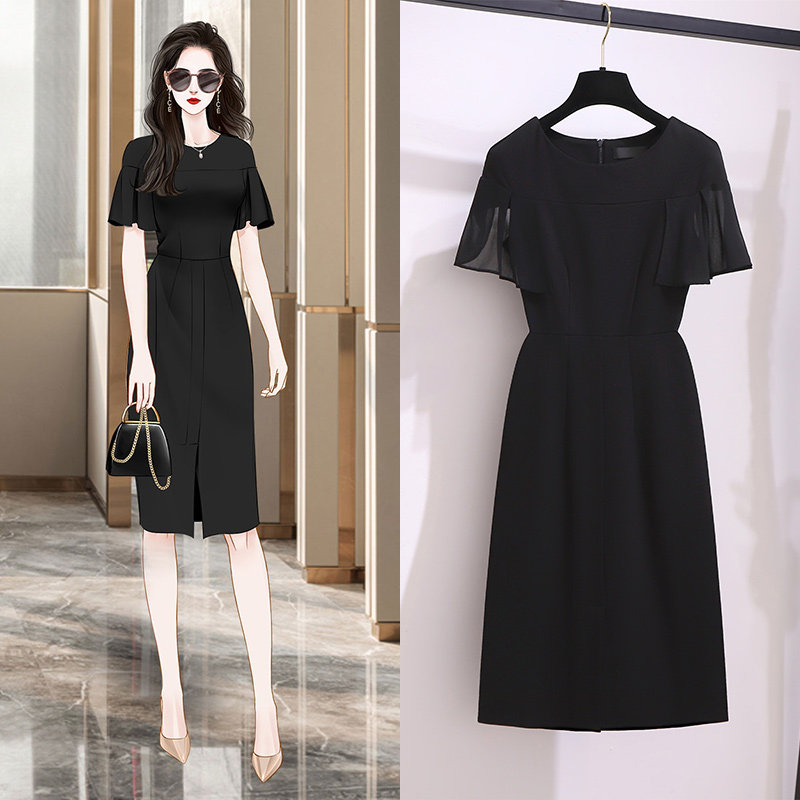 Advanced senses Herbena little black dress 2022 Summer style woman in small sub medium long version black temperament OL STEP FOREIGN DRESS