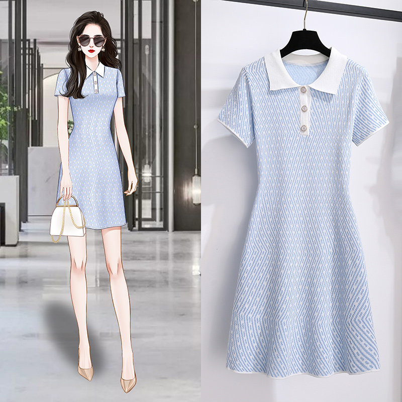 Advanced feeling little fresher POLO collar dress Women's summer 2022 New temperament cashew small Knitted Skirt