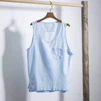 Mùa hè lanh áo vest nam mỏng phần từ lỏng vest nam mùa hè mặc vest cotton và áo thun không tay bằng vải lanh nam - Áo vest cotton áo 3 lỗ nam