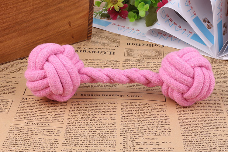 New Candy Color Pet Cotton Rope Dệt Dumbbell Ball Dog Toy Molar Cắn Mèo Đồ chơi Đồ chơi - Mèo / Chó Đồ chơi đồ chơi chó gặm xương