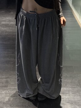 Strawberry Bear [Original Fabric] Rhinestone Snake Print Casual Pants Women's Street Style Loose Sports Sweatpants Trendy Brand Men's