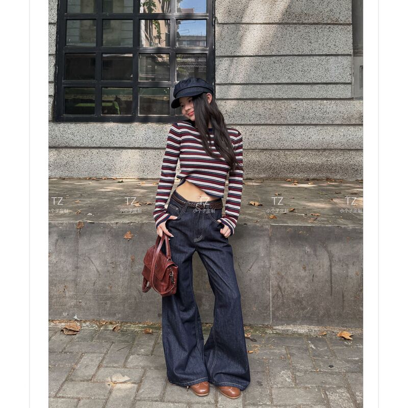 Lejian~150 Petite Size Modified Early Autumn Denim Color Contrast Stitching Design Versatile Narrow Jeans 2890 Lejian~150 Petite Size Modified Early Autumn Denim Color Contrast Stitching Design Versatile Narrow Jeans 2890