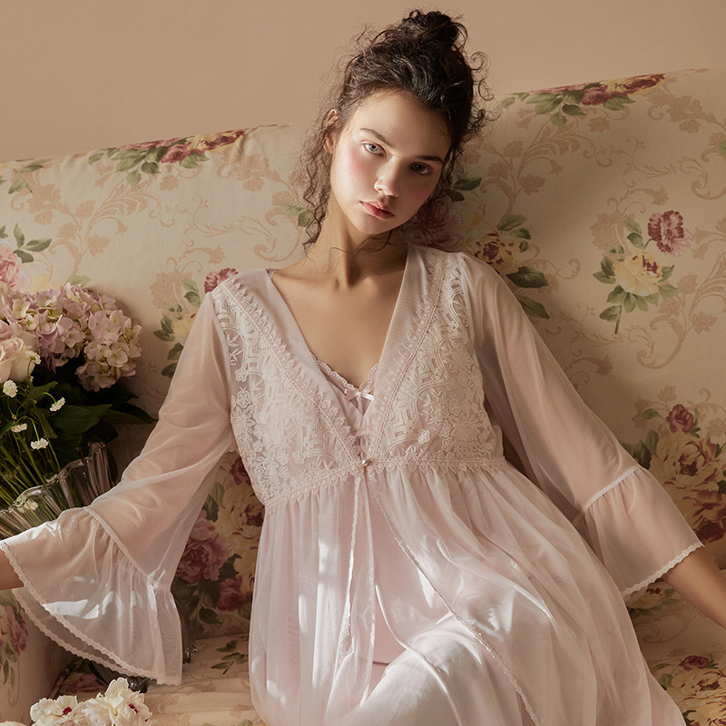 Dust-Hee Pyjamas Fall Pyjamas Fall Pyjamas Sleeping Skirts two sets of very fairy Autumn Fashion Lace transparent Sexy Ice Ice Ribbon