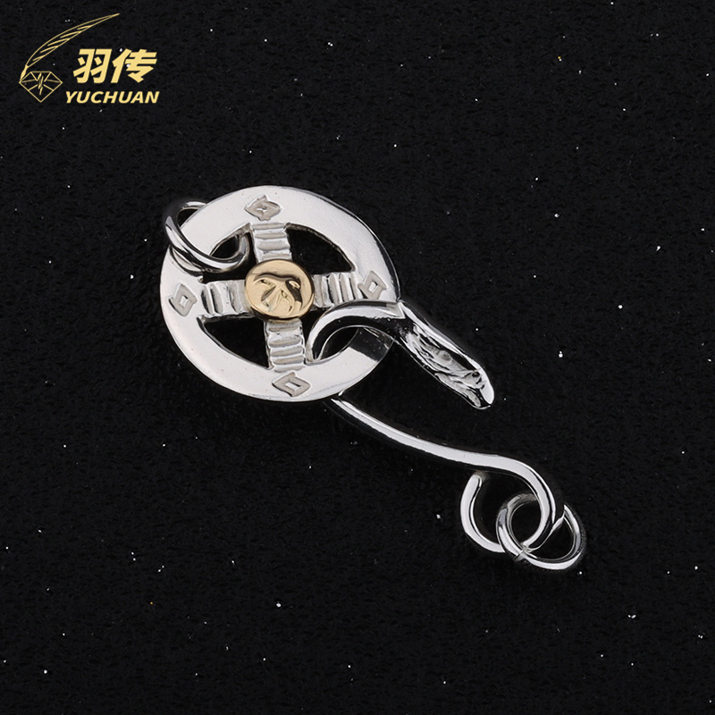 Yuchuan Gokou Goro's Gold-Plated Eagle Head Hook S925 Silver Necklace Clasp DIY Accessory Connector