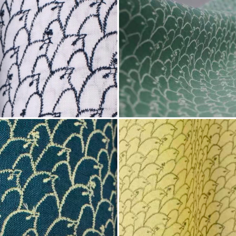 Minagawa Akira Official Genuine New Fabric Linen Lintu White Yellow Blue Green Embroidery Design