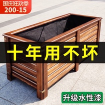 Outdoor flower box anti-corrosion Wood planting flower rectangular flower pot balcony special vegetable planting box flower trough roof planting box