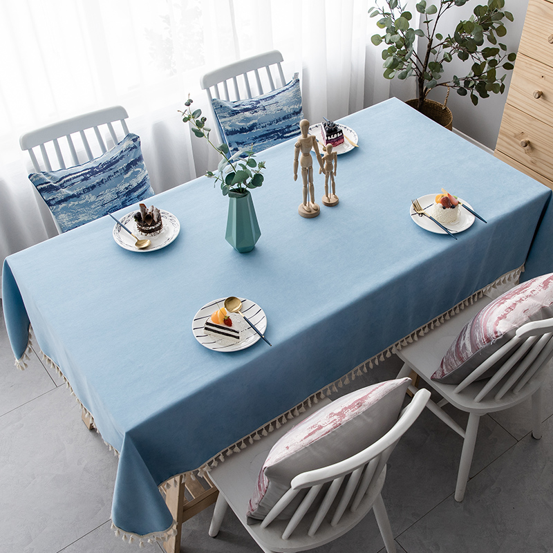 Modern simple blue rectangular tablecloth table cloth Nordic conference exhibition office long tablecloth customization