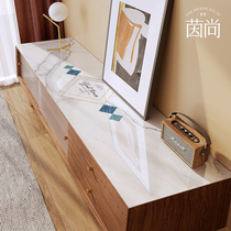 Coffee table TV cabinet long tablecloth dust cover tablecloth light luxury PVC soft glass mat leather table mat new style