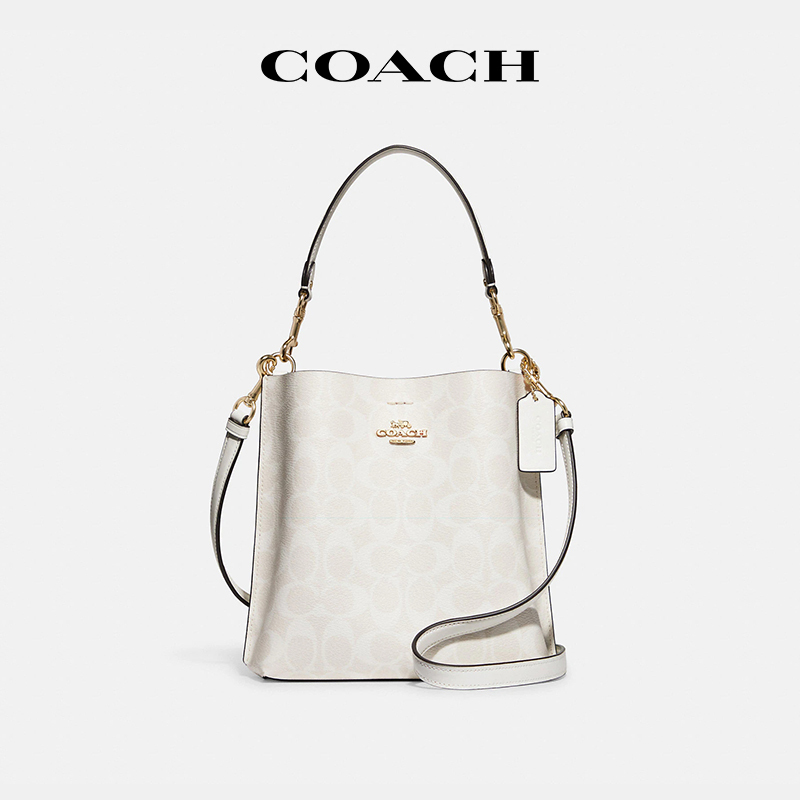 [in Stock in China] Coach/Coach New Women's Monogram Bucket Bag Small Size Shoulder Crossbody Bag Ca582