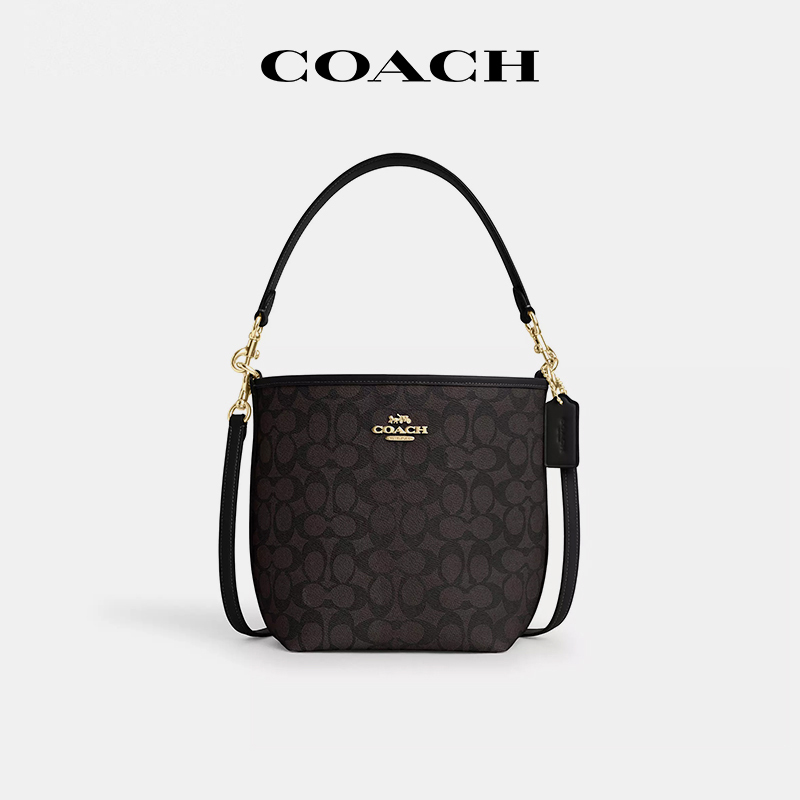 [In-Stock in China] Coach City Monogram Bucket Bag New Model Single Shoulder Crossbody Handbag Underarm Bag for Women