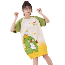 Modal Summer Nightgown Womens Summer Thin Style 2023 New Internet Celebrity Style Cartoon Dinosaur Summer Home Clothing