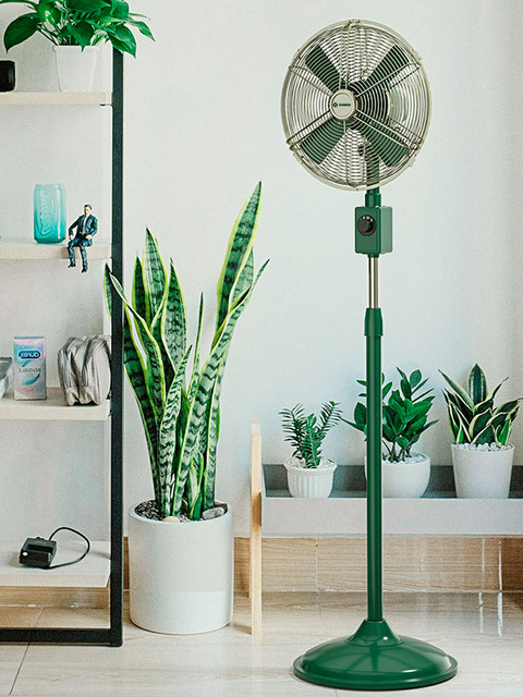 Antique Floor Fan 12inch Retro Standing Fan Metal Oscillating High Air Volume Living Room Dining Room Kitchen Nostalgic Electric Fan