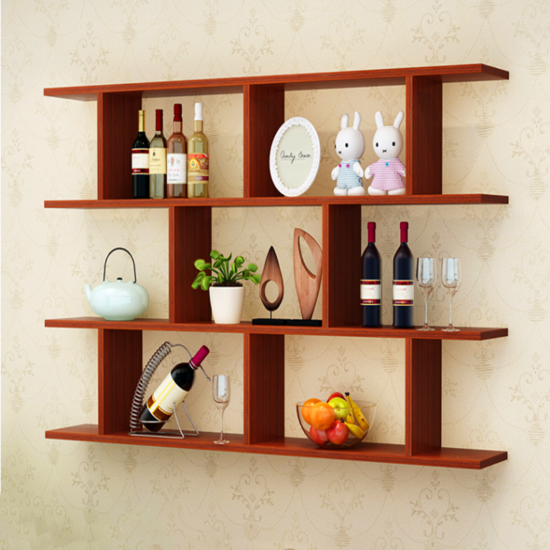 Bookshelf Wall Shelve Wall Wall-mounted Wall Containing Cabinet Bedroom Wall Creative Plaid Living-room Wine Rack Cupboard Wall Cabinet