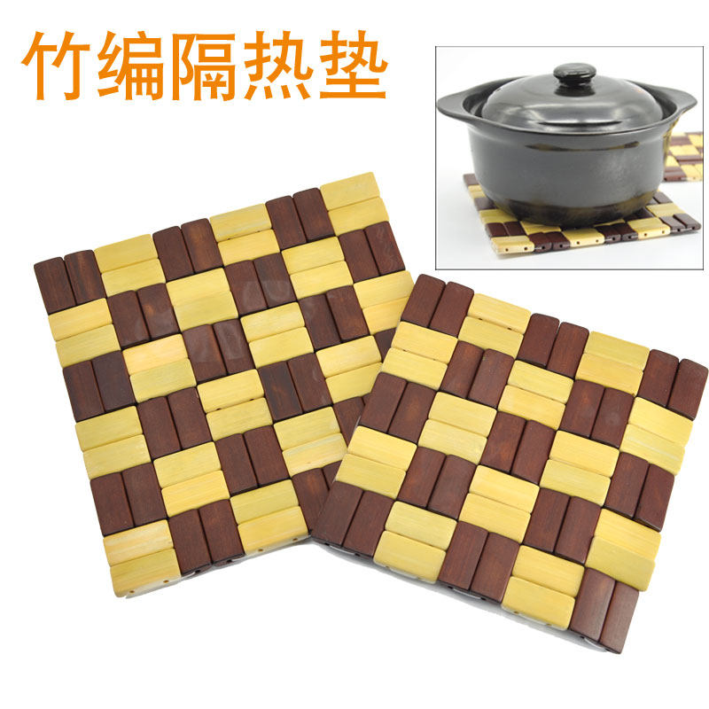 High temperature resistant casserole mat dining table solid wood bamboo environmental insulation mat restaurant square mahjong bowl mat porcelain pot pad coaster