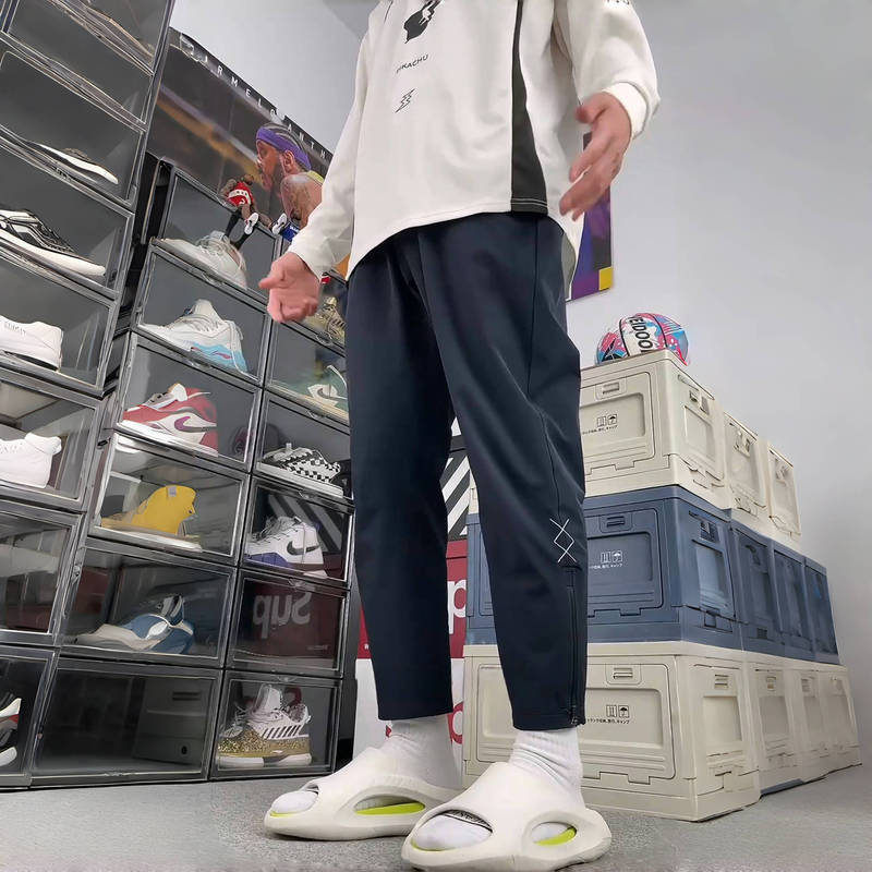 American-Style Trendy Quick-Dry Sports Pants for Men, Ice Silk Breathable Basketball Fitness Casual Training Cropped Pants for Summer