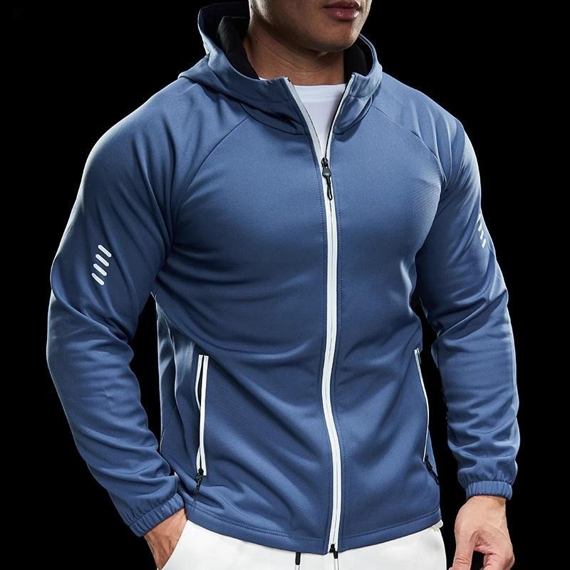 Autumn and Winter Men's Sports Fitness Running Basketball Long-Sleeved Zipper Jacket Fleece-Lined Warm Windproof Casual Top