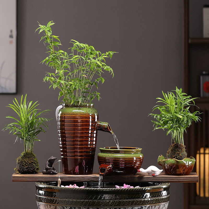 Ceramic Fish Tank Filter Fish Pond Ecological Flowing Water Waterfall Full Set Circulating Water Fish Tank Landscaping Ornaments