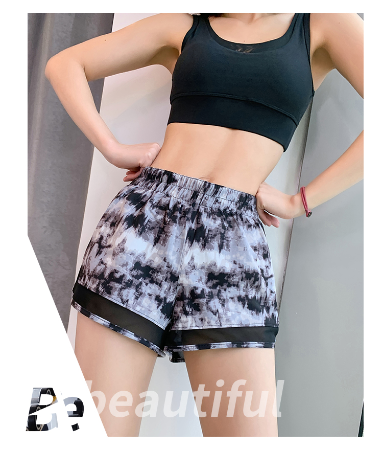 [100 trừ 30] Quần short thể thao hai lớp chống sáng được lót bằng quần thể dục yoga khô nhanh, quần lửng nữ mỏng - Quần thể thao quần đùi adidas