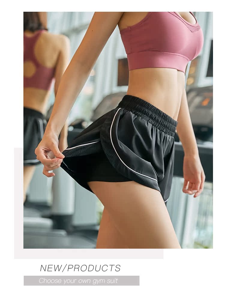 Quần short lưới thể thao cao eo nữ chống ánh sáng nhanh chóng làm khô nhanh cầu lông chạy bộ váy yoga eo cao .. - Quần thể thao quần thể thao 3 sọc