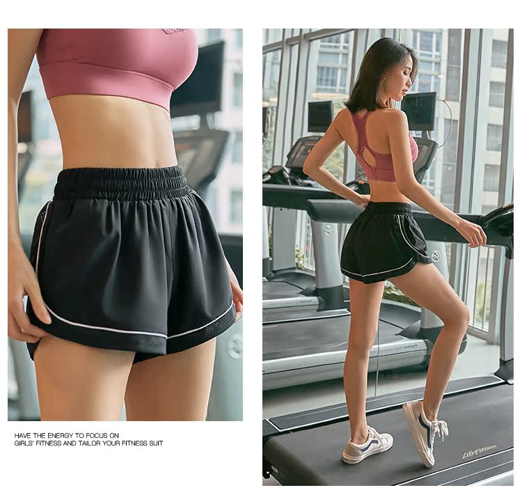 Quần short lưới thể thao cao eo nữ chống ánh sáng nhanh chóng làm khô nhanh cầu lông chạy bộ váy yoga eo cao .. - Quần thể thao quần thể thao 3 sọc