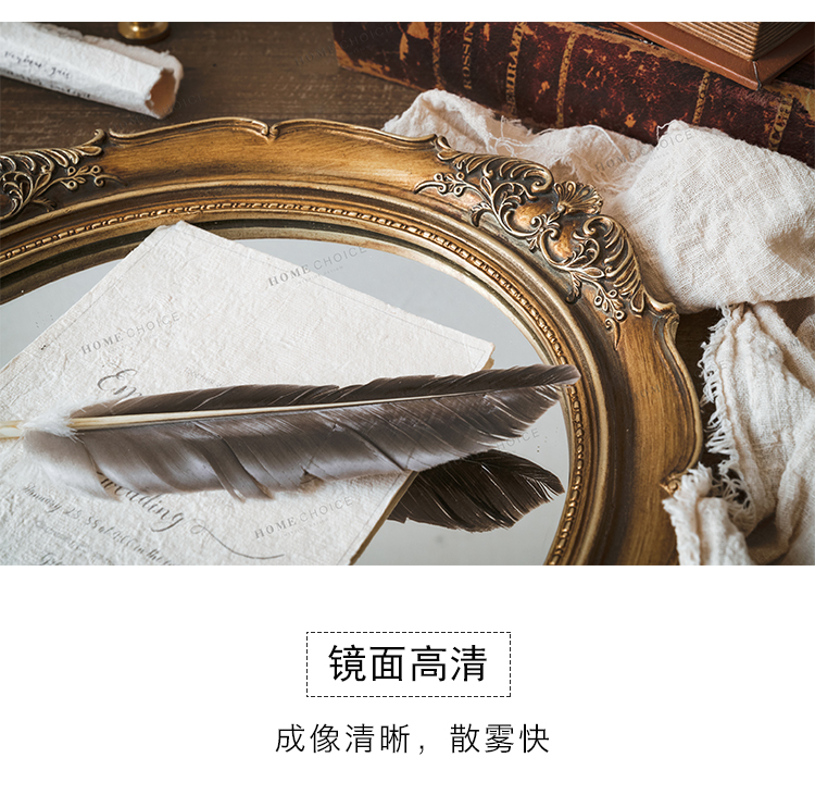 Chạy về nhà retro Châu Âu cổ điển chạm khắc treo tường gương trang điểm gương phòng tắm gương gương bút phim chụp đạo cụ - Gương gương tai mèo