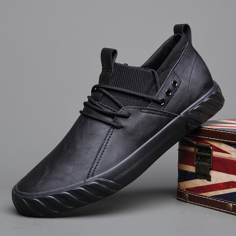 Autumn new men's shoes casual breathable high-top leather shoes soft bottom shoes Korean version all-match trend British men's trendy shoes