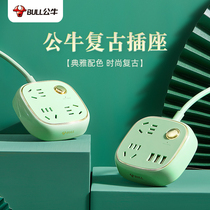 Bull Multifunction Usb Converter Socket One-Turn Multi-Plugging Porous Retro Quarters Patch Board Towline Board