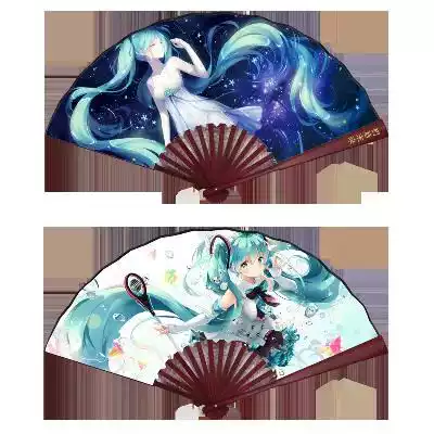 Shen Niang Xue Hatuo miku animation online game peripheral fan two-dimensional folding fan bamboo wood silk cloth 8 inches 10 inches