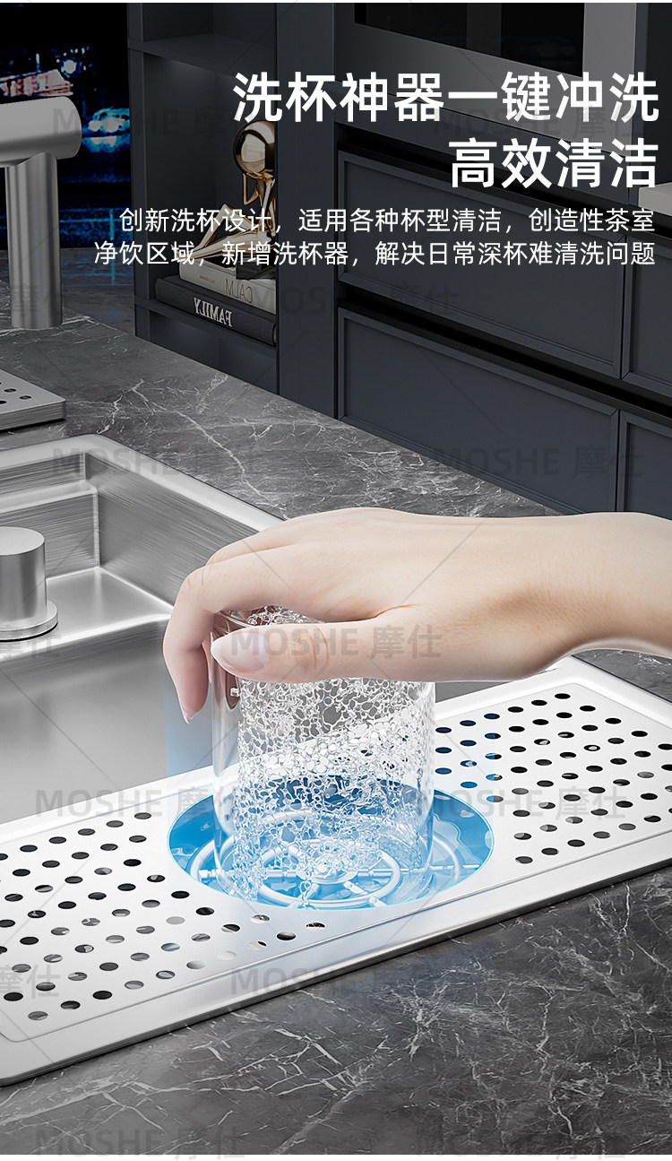 Мойка двойная 德国拉丝隐藏式洗杯器304不锈钢水槽咖啡奶茶店中岛吧台迷你单水槽 Moshe