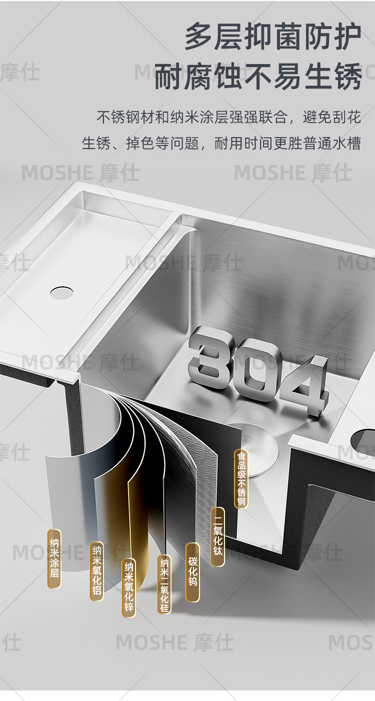 Мойка двойная 德国拉丝隐藏式洗杯器304不锈钢水槽咖啡奶茶店中岛吧台迷你单水槽 Moshe