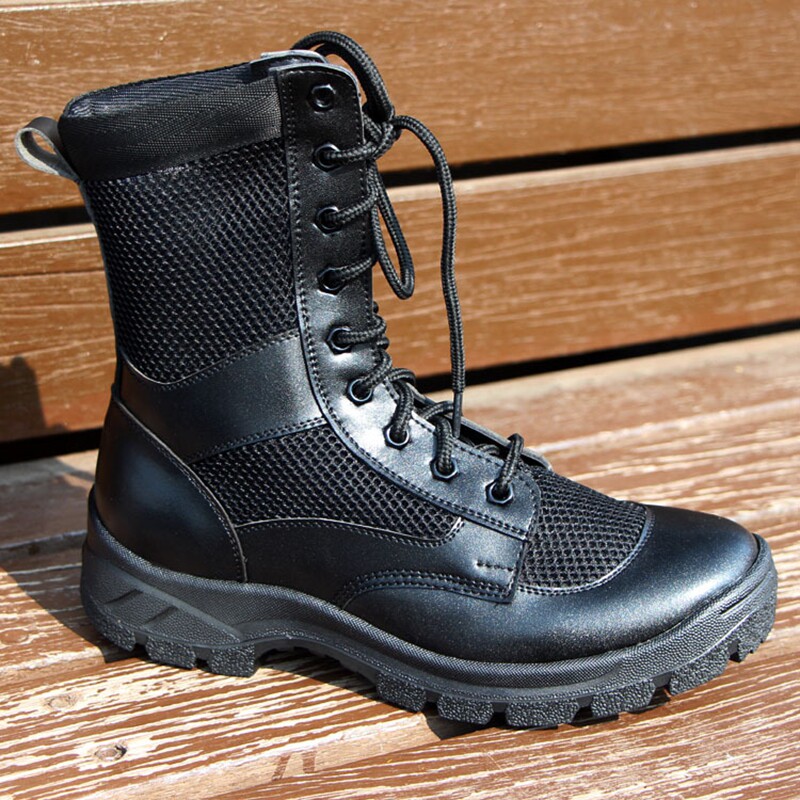 Summer Special Soldiers Land Warfare Boots Combat Training Boots Male Lacing Black Mesh Surface Breathable Non-slip Tactics For Training Security Shoes
