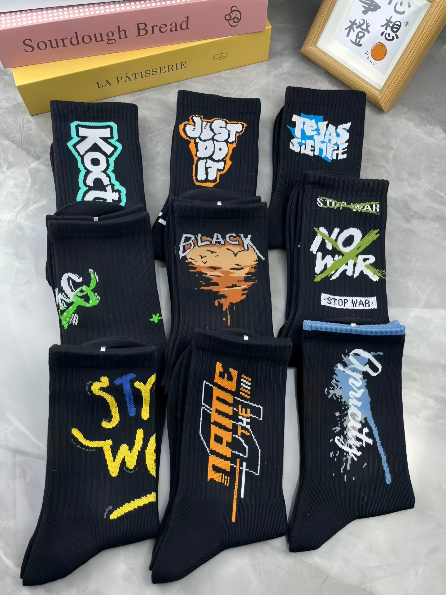 Black Socks for Boys, Pure Cotton Mid-Calf Socks, Winter 2025 New Style, Boys' Sports Long Socks, Basketball Trendy Socks