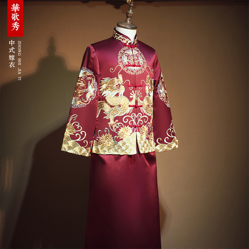 Men's Xiuhe clothing 2022 new Chinese men's wedding dress bridegroom dragon and phoenix hanging ancient costume Chinese style toast clothing