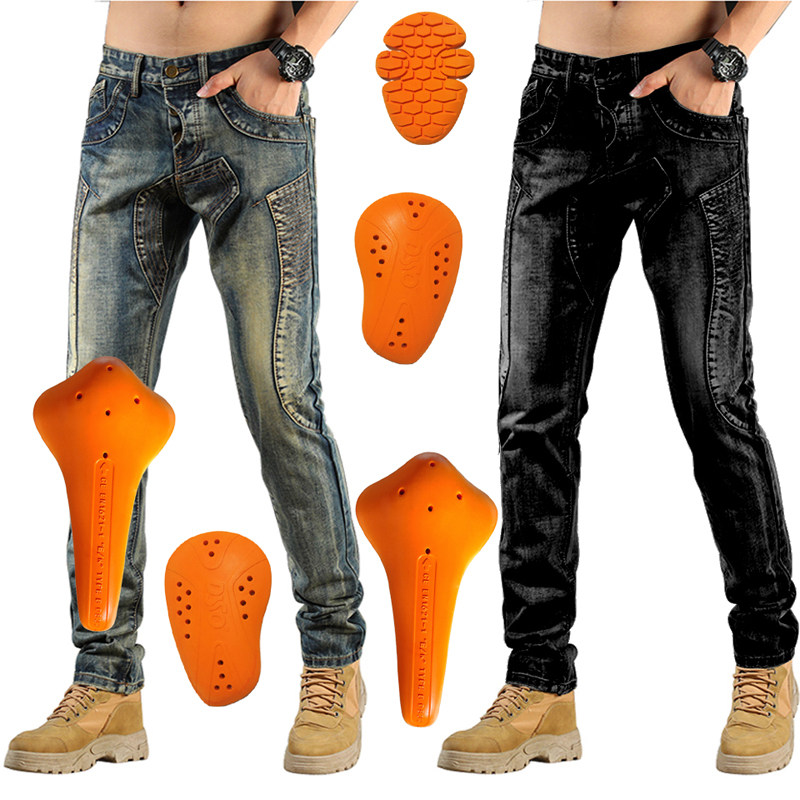 Motorcycle riding jeans Men's Moo Brigade anti-wind and windproof riding clothing Elastic Seasons-Taobao