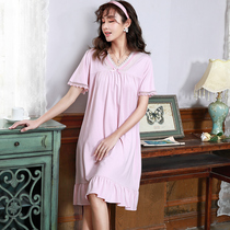 2020 New Sleeping Dress Lady Summer Mordale Cotton Short Sleeve Dress Loose and thin summer Home Dress Dress